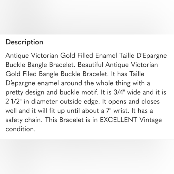 Antique Victorian Gold Filled Enamel Taille D'Epargne Buckle Bangle Bracelet - Picture 2 of 8